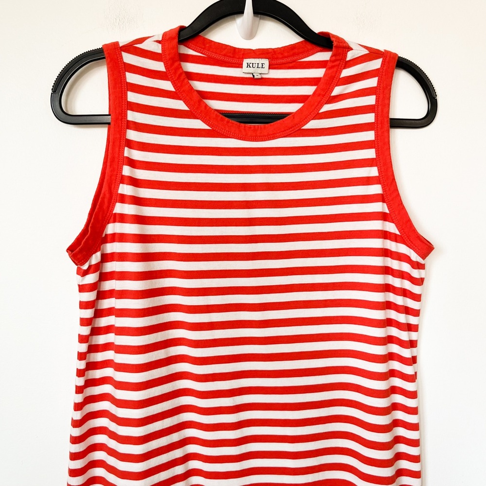 Kule The Tank Dress Striped Midi Womens Medium Poppy White - Picture 5 of 14